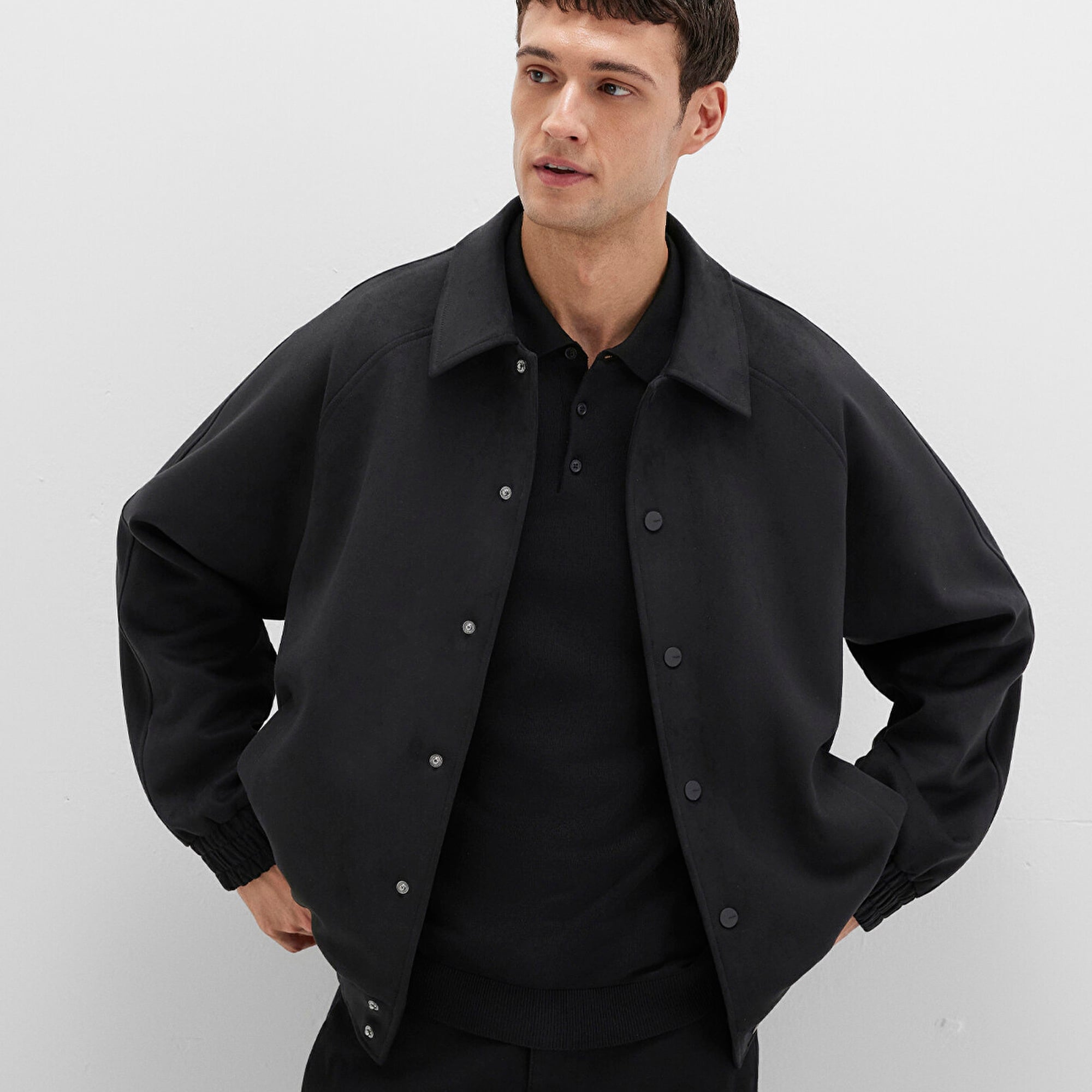 Mavi Siyah Suni Süet Ceket Loose Fit / Bol Rahat Kesim 0110649-71379