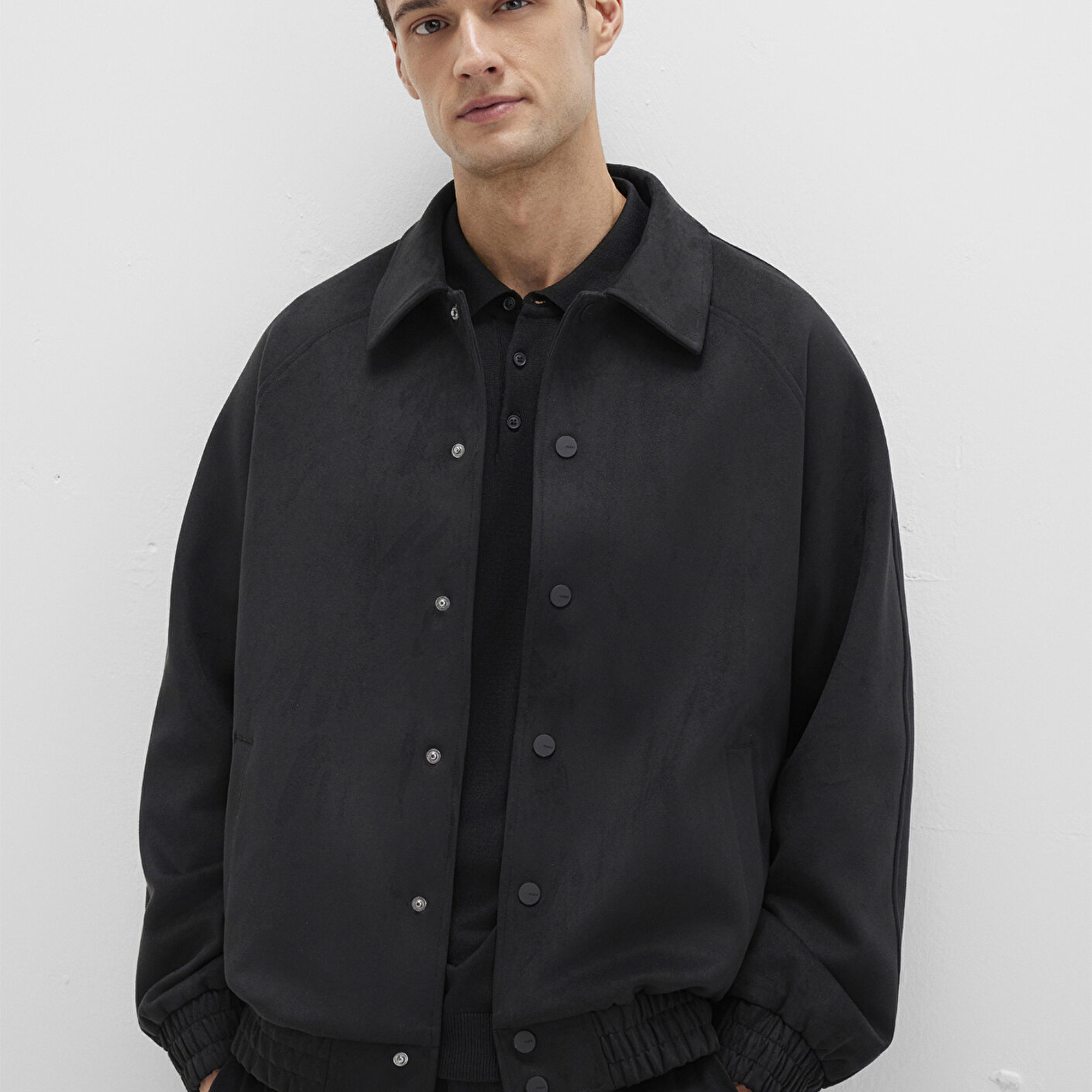 Mavi Siyah Suni Süet Ceket Loose Fit / Bol Rahat Kesim 0110649-71379