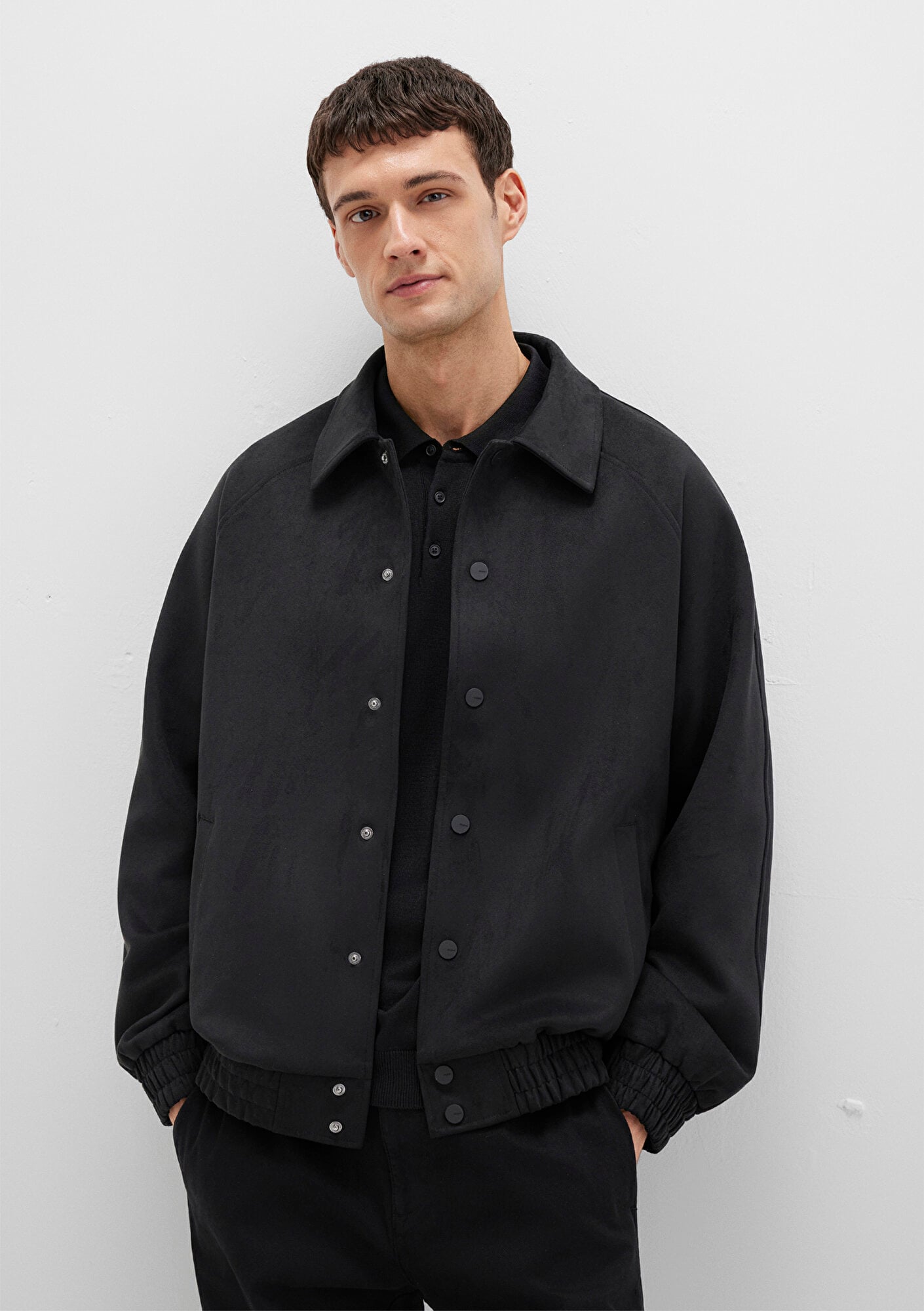  Mavi Siyah Suni Süet Ceket Loose Fit / Bol Rahat Kesim 0110649-71379