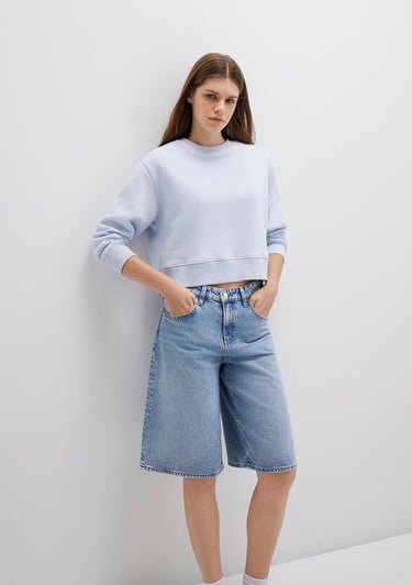  Mavi Bisiklet Yaka Mavi Sweatshirt 1S10387-89201