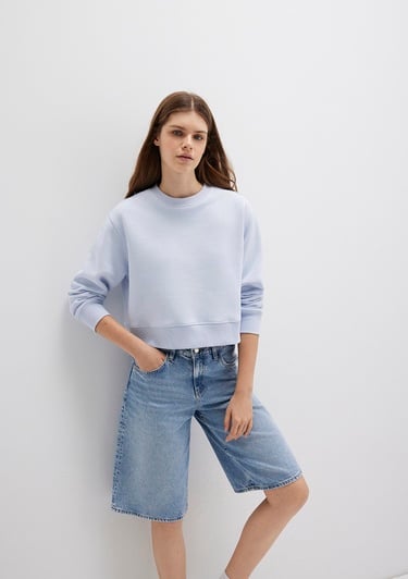  Mavi Bisiklet Yaka Mavi Sweatshirt 1S10387-89201