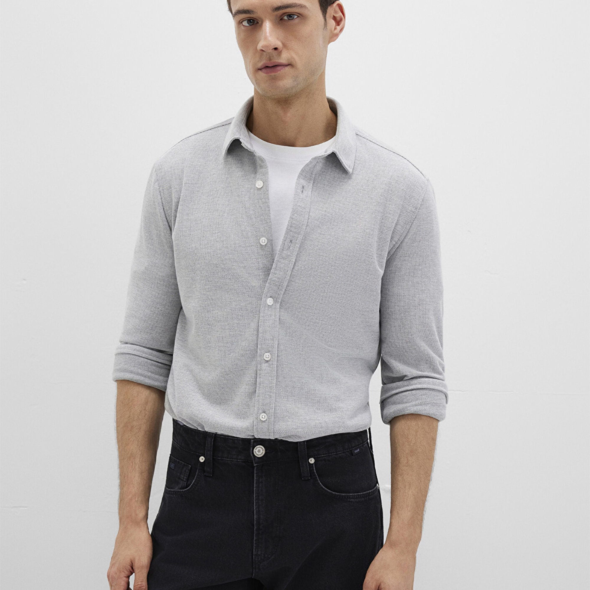 Mavi Gri Gömlek Slim Fit / Dar Kesim 0211513-80018