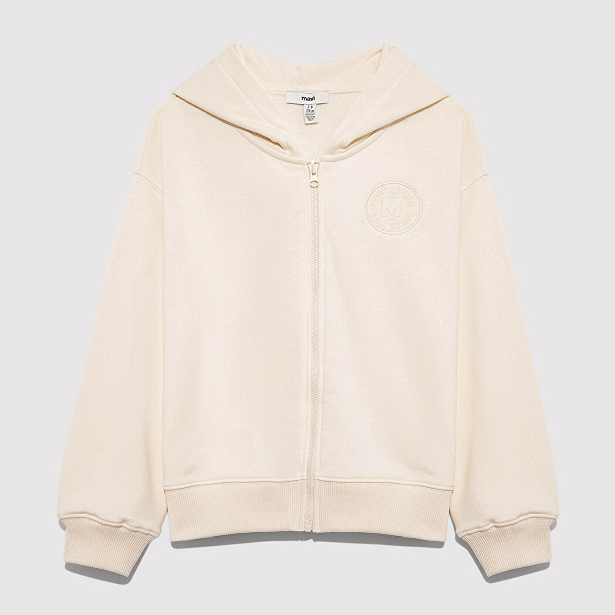 Mavi Mavi Patch Logo Fermuarlı Ecru Sweatshirt 7S10144-70072