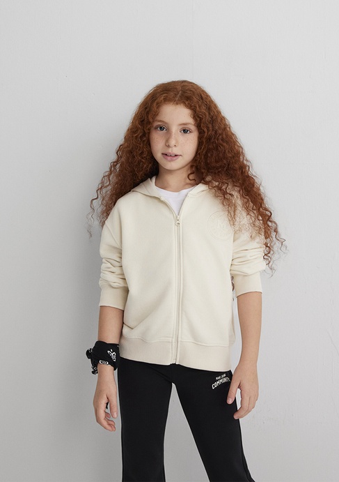  Mavi Mavi Patch Logo Fermuarlı Ecru Sweatshirt 7S10144-70072