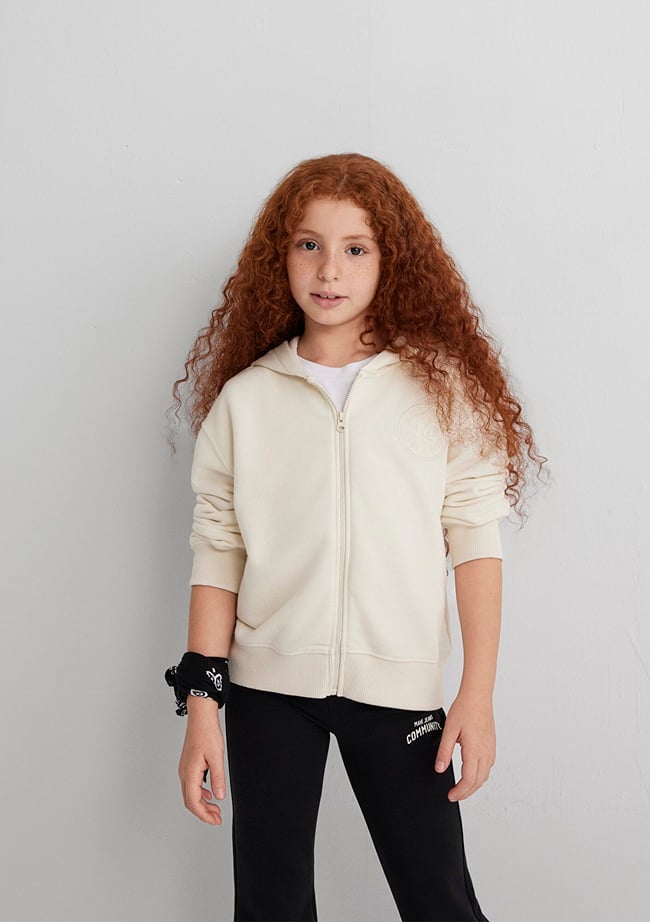  Mavi Mavi Patch Logo Fermuarlı Ecru Sweatshirt 7S10144-70072