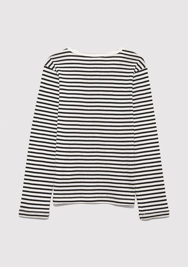  Mavi Çizgili Basic Tişört Fitted / Vücuda Oturan Kesim 7610351-86625