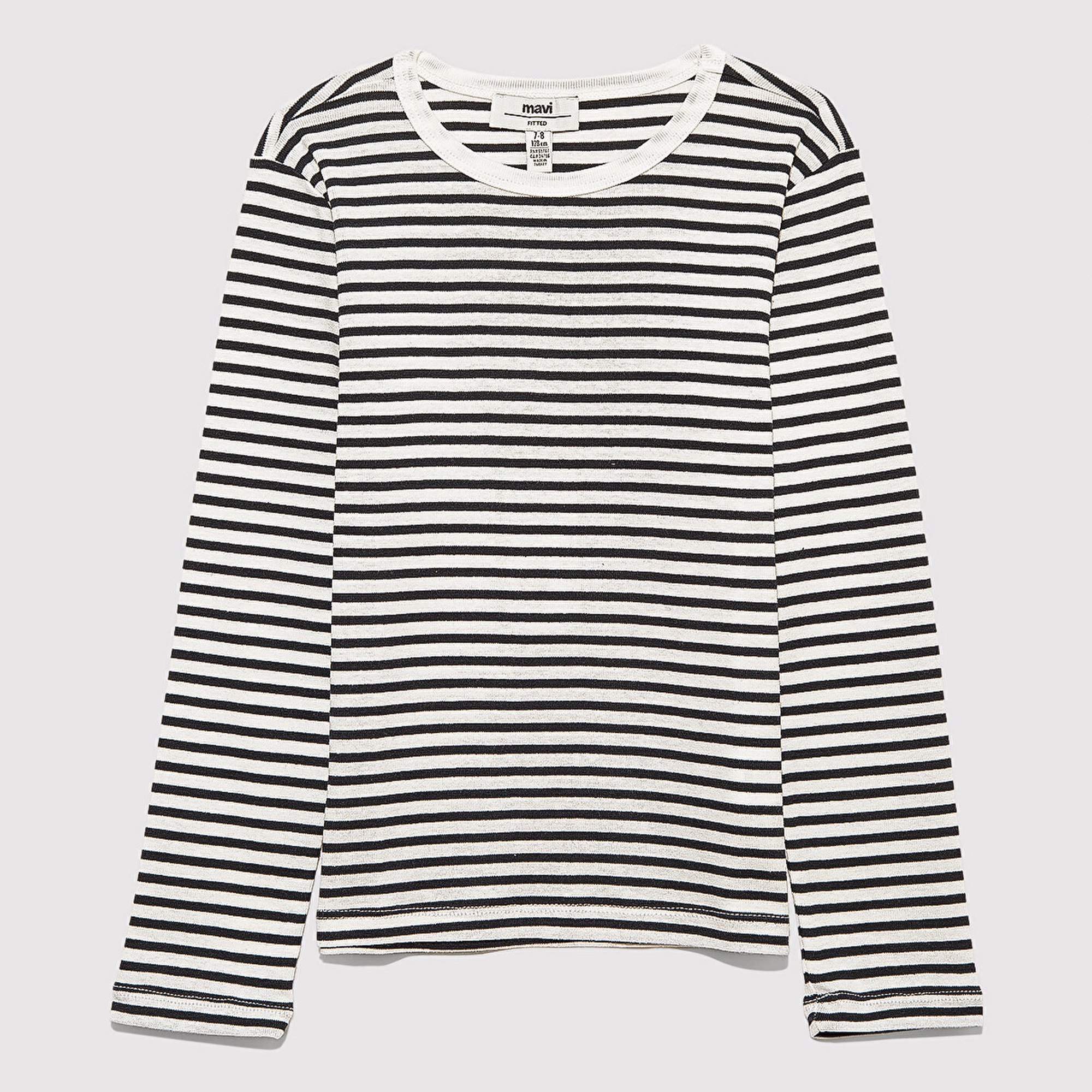 Mavi Çizgili Basic Tişört Fitted / Vücuda Oturan Kesim 7610351-86625