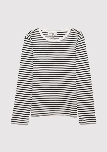  Mavi Çizgili Basic Tişört Fitted / Vücuda Oturan Kesim 7610351-86625