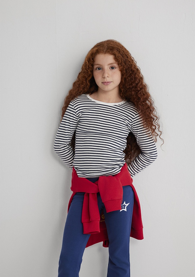  Mavi Çizgili Basic Tişört Fitted / Vücuda Oturan Kesim 7610351-86625