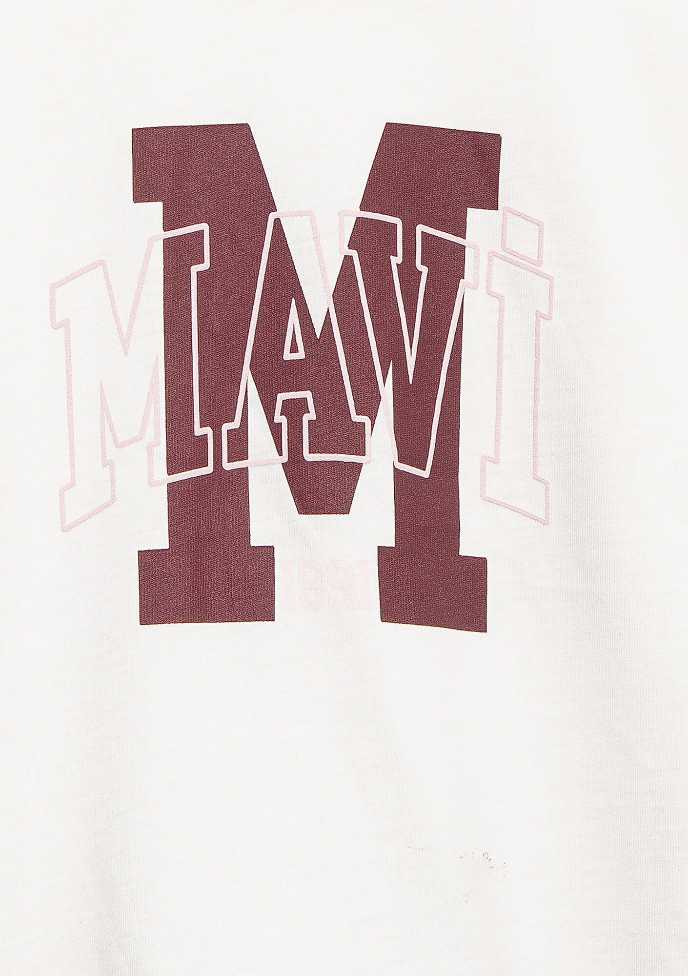 Mavi M Logo Baskılı Ekru Tişört Loose Fit / Bol Rahat Kesim 7610348-70057