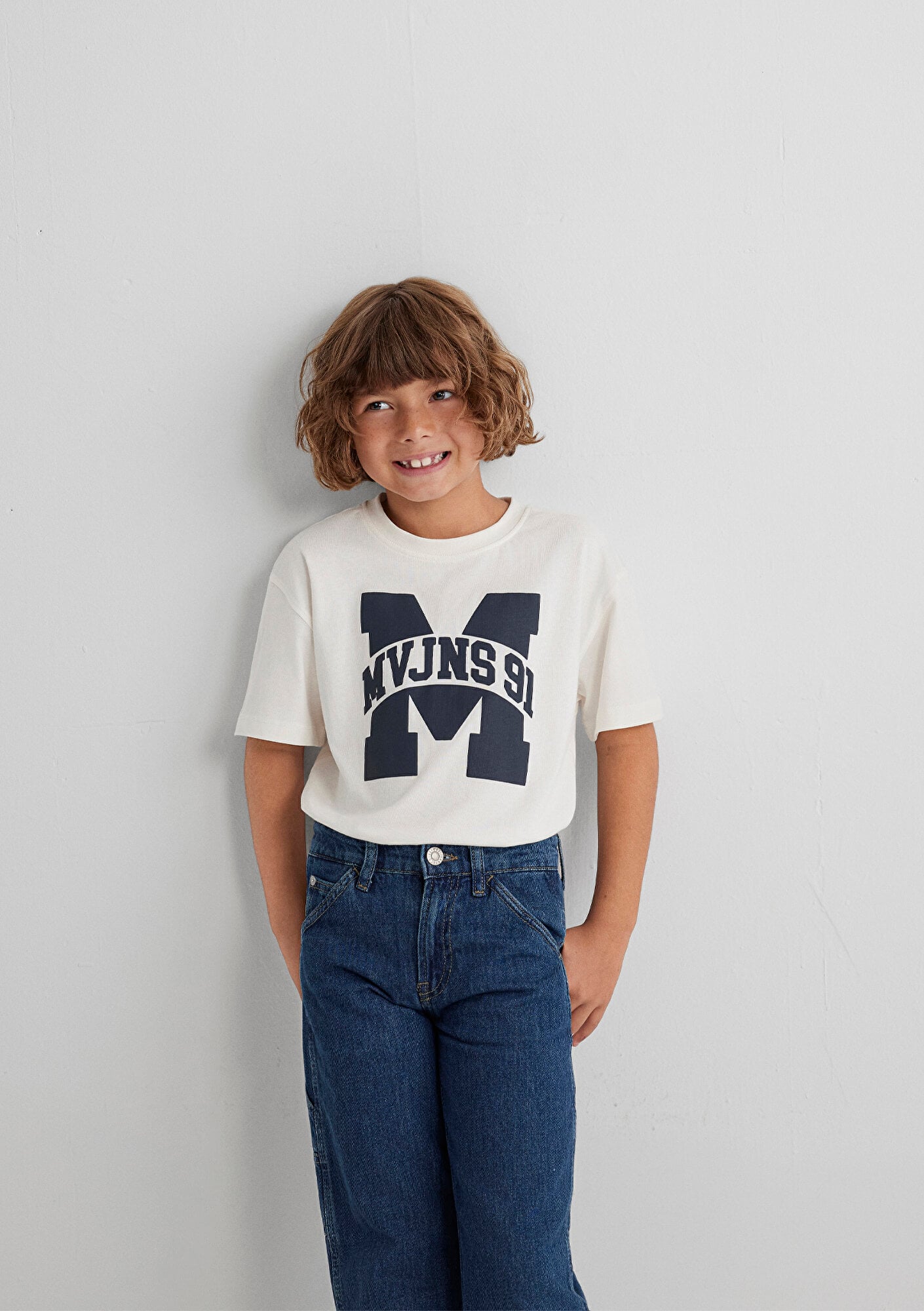  Mavi MVJNS 91 Baskılı Ekru Tişört Loose Fit / Bol Rahat Kesim 6610368-70057