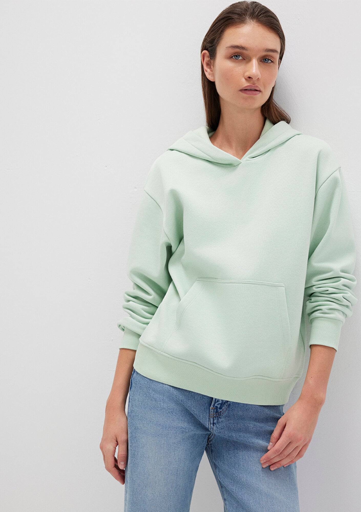  Mavi Kapüşonlu Yeşil Basic Sweatshirt 167299-71449