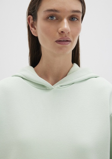  Mavi Kapüşonlu Yeşil Basic Sweatshirt 167299-71449