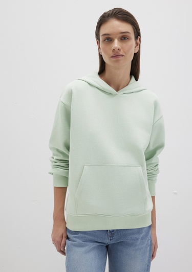  Mavi Kapüşonlu Yeşil Basic Sweatshirt 167299-71449