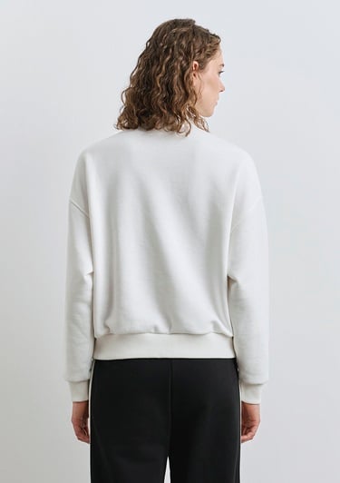  Mavi Mavi Logo Baskılı Yarı Fermuarlı Ekru Sweatshirt 1S10373-70057