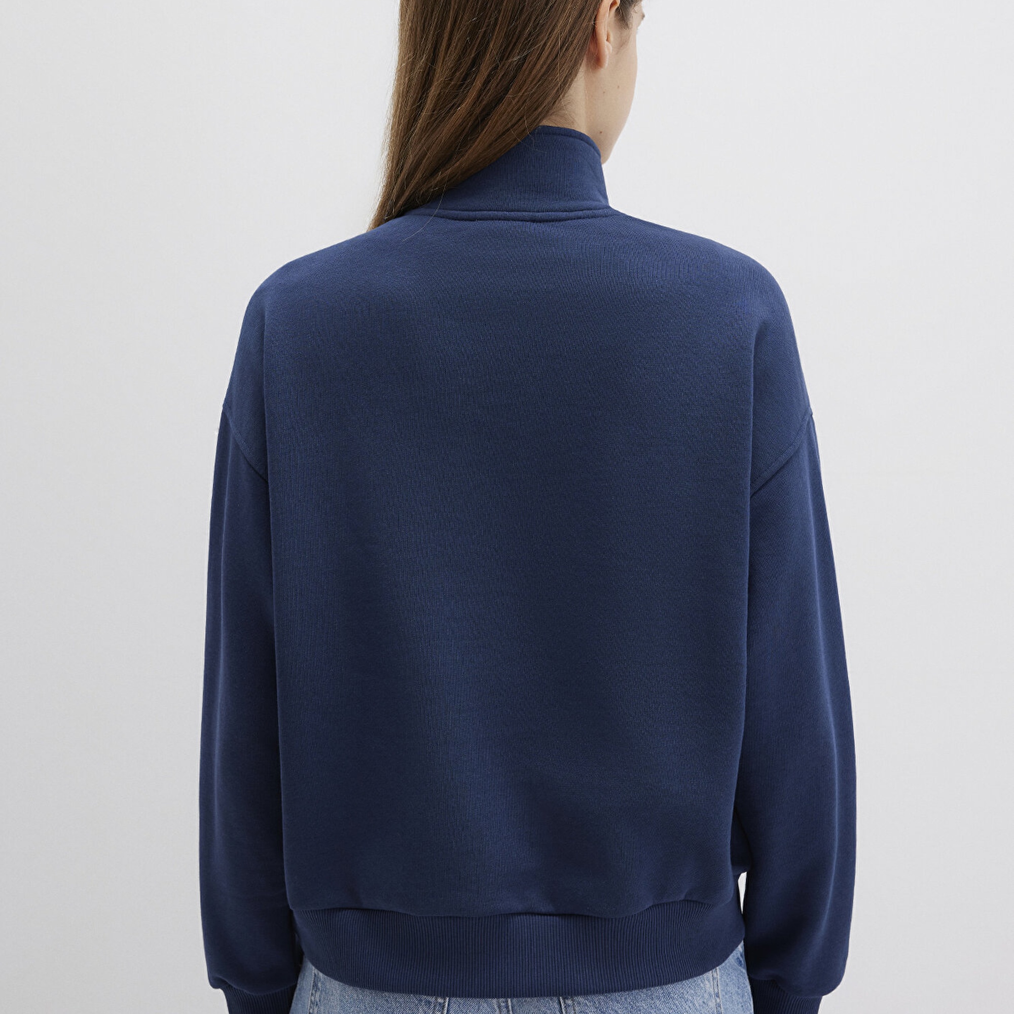 Mavi Mavi Logo Baskılı Yarı Fermuarlı Lacivert Sweatshirt 1S10373-70488