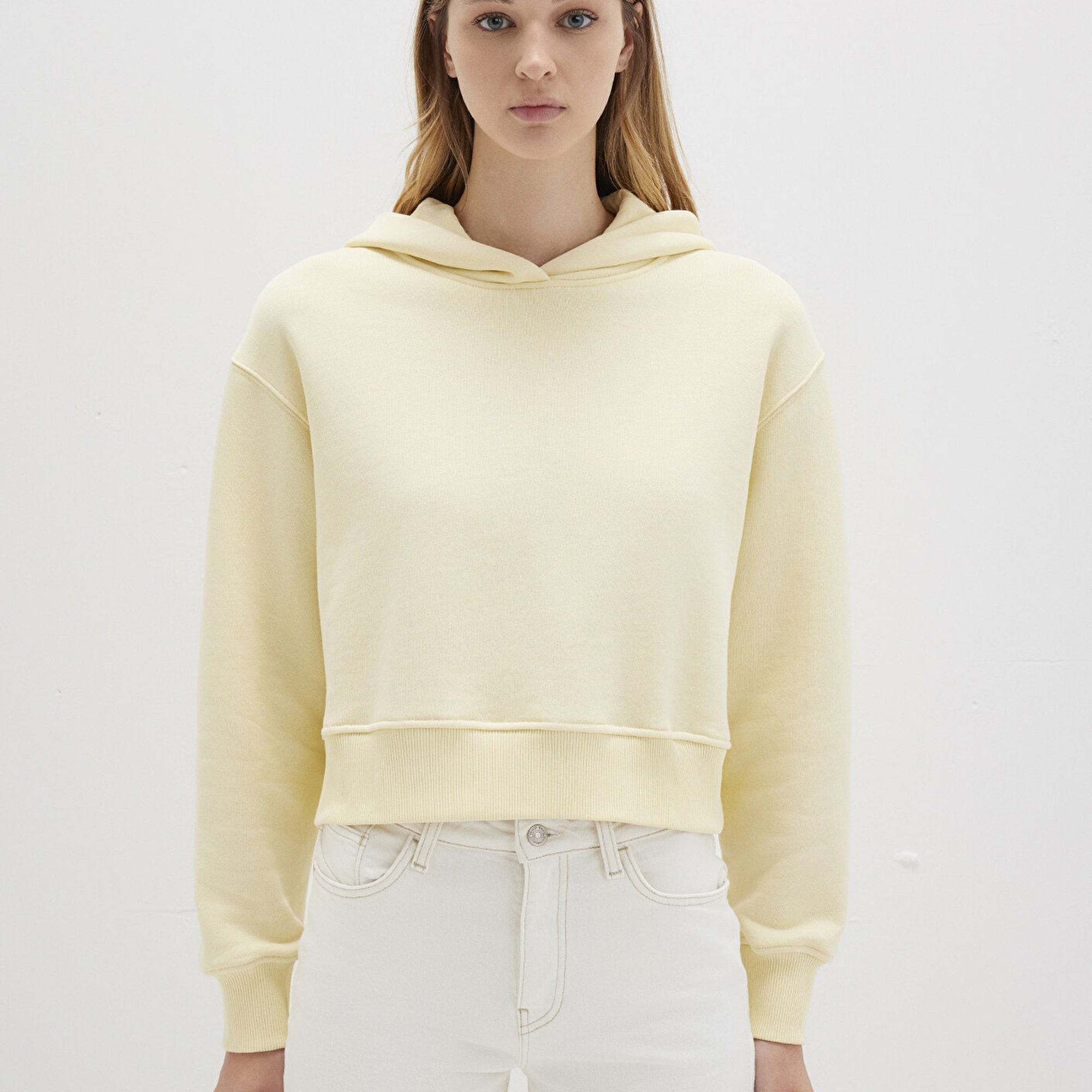 Mavi Kapüşonlu Sarı Sweatshirt 1S10386-71187