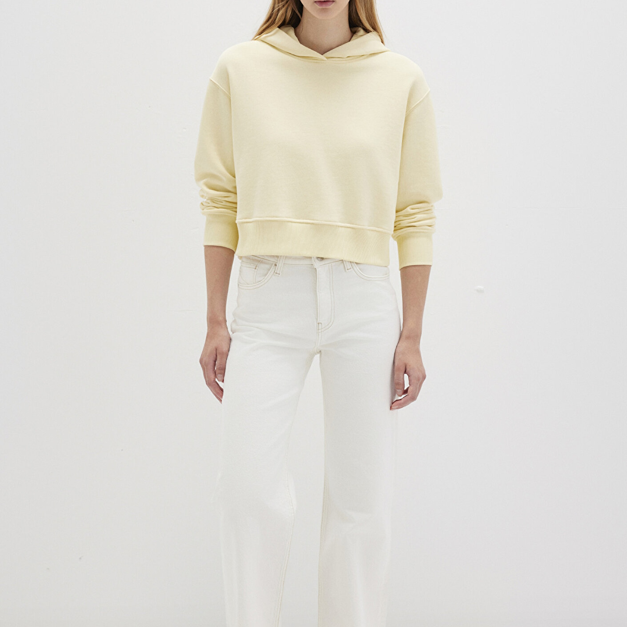 Mavi Kapüşonlu Sarı Sweatshirt 1S10386-71187