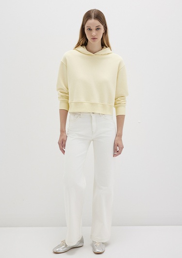  Mavi Kapüşonlu Sarı Sweatshirt 1S10386-71187