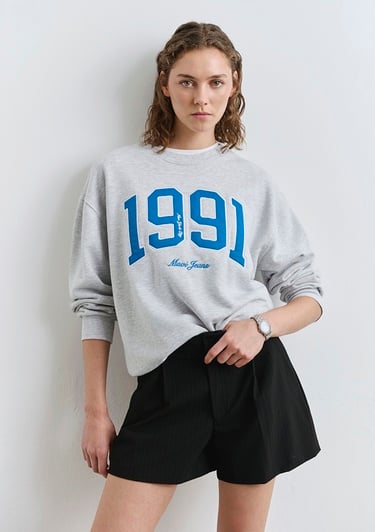  Mavi 1991 Baskılı Gri Sweatshirt 1S10361-87033