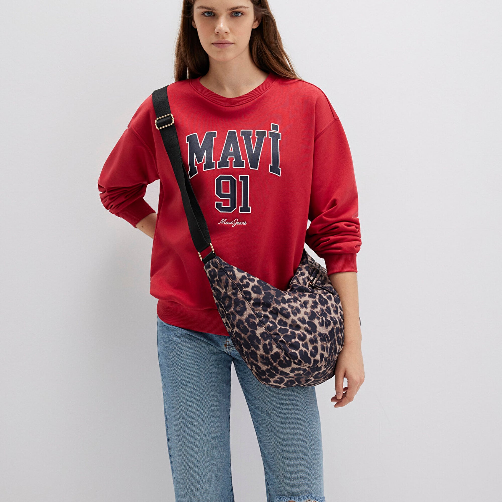 Mavi Mavi Logo Baskılı Kırmızı Sweatshirt 1S10381-80638