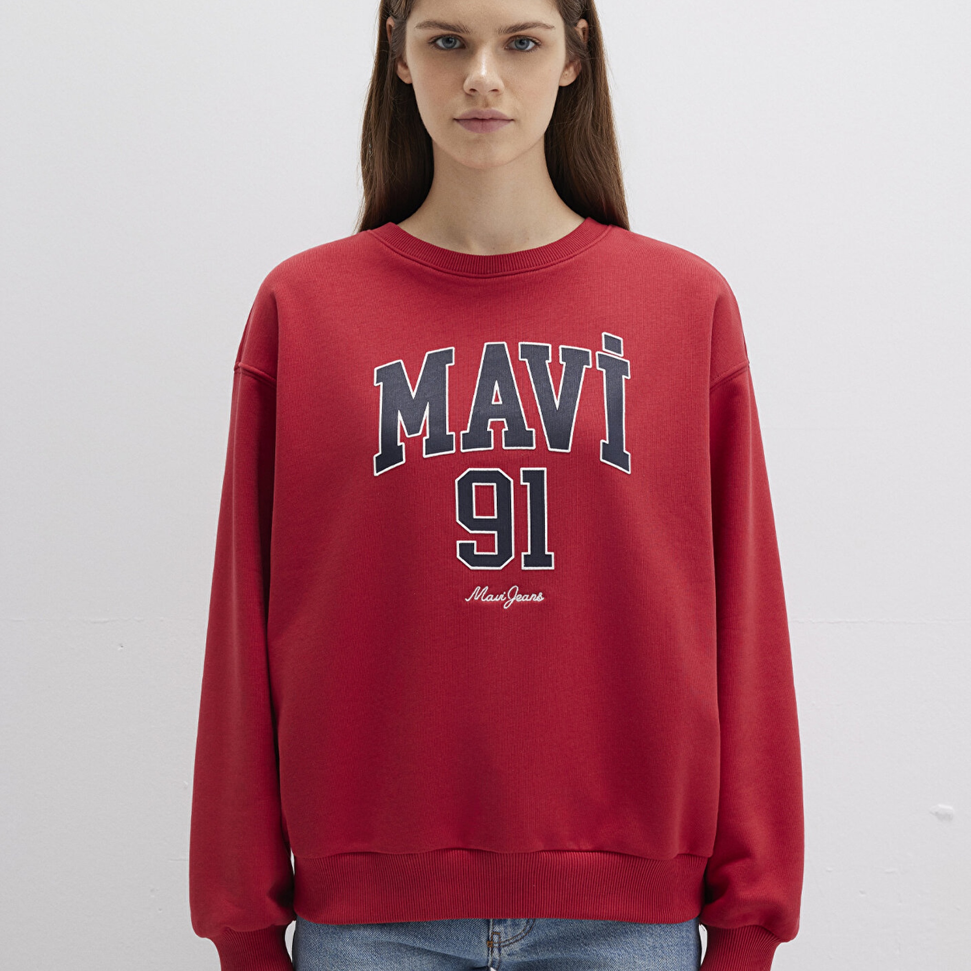 Mavi Mavi Logo Baskılı Kırmızı Sweatshirt 1S10381-80638