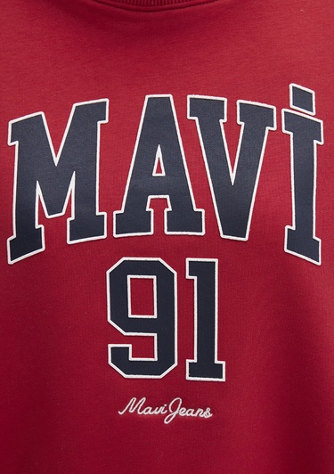  Mavi Mavi Logo Baskılı Kırmızı Sweatshirt 1S10381-80638