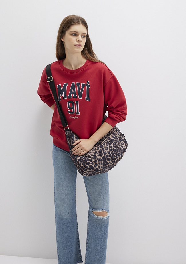  Mavi Mavi Logo Baskılı Kırmızı Sweatshirt 1S10381-80638