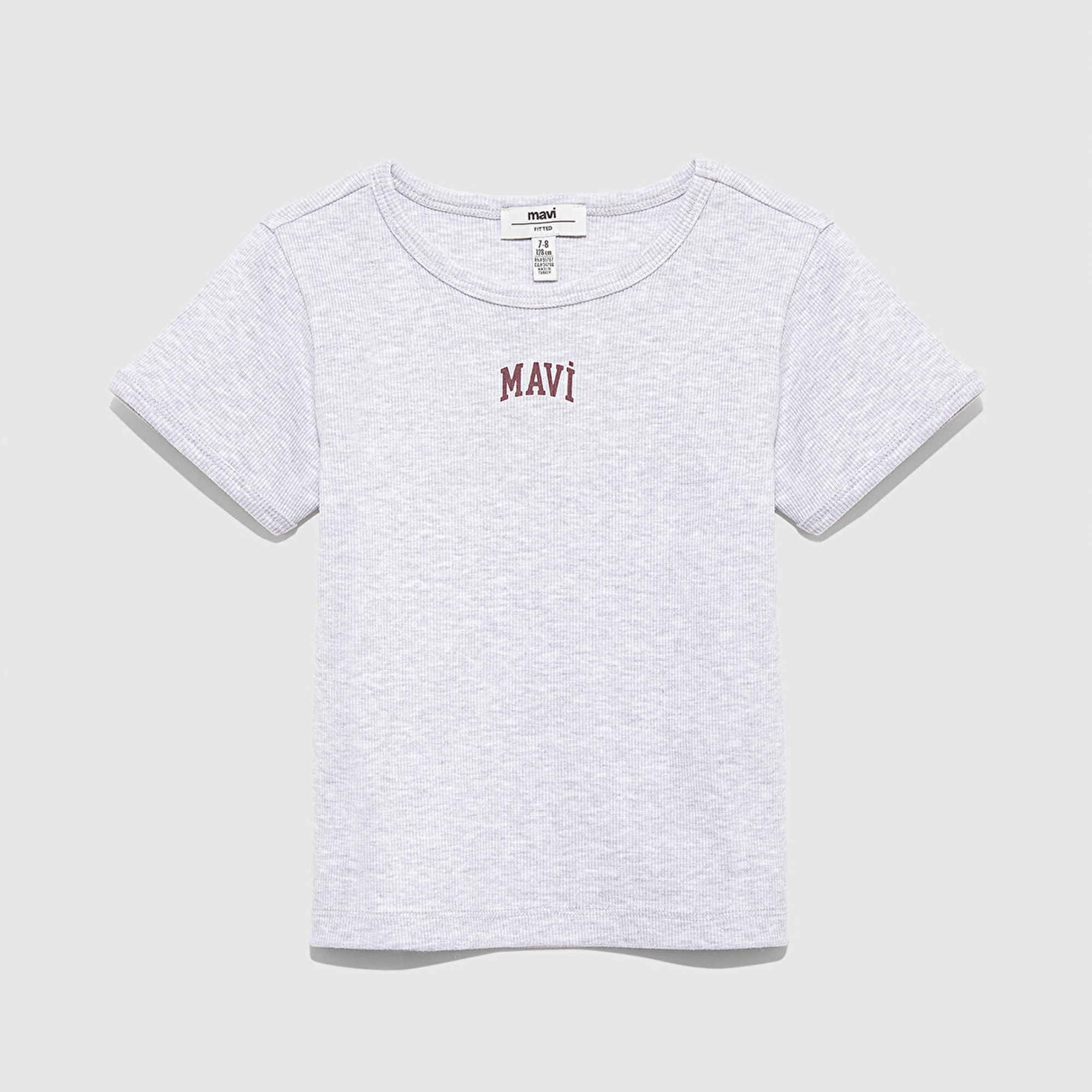 Mavi Mavi Logo Baskılı Gri Tişört Fitted / Vücuda Oturan Kesim 7610350-88467