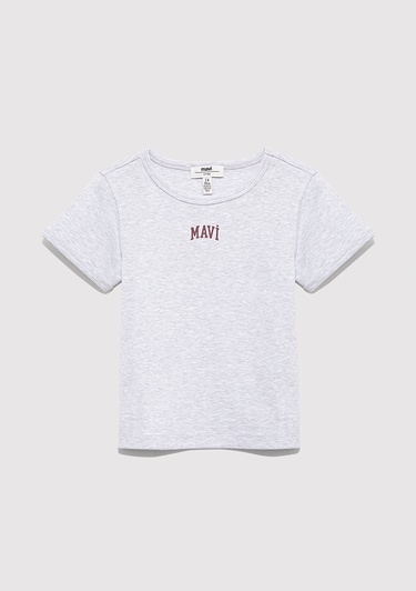  Mavi Mavi Logo Baskılı Gri Tişört Fitted / Vücuda Oturan Kesim 7610350-88467