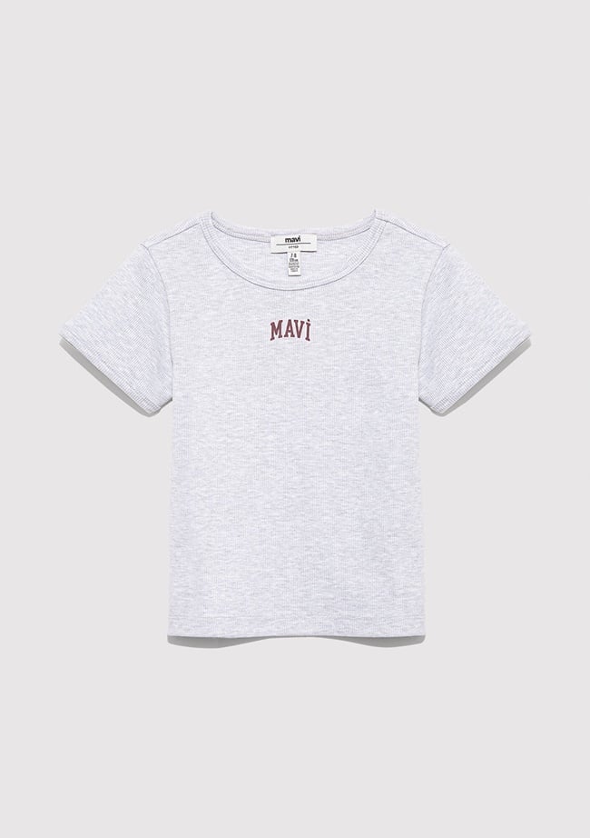  Mavi Mavi Logo Baskılı Gri Tişört Fitted / Vücuda Oturan Kesim 7610350-88467