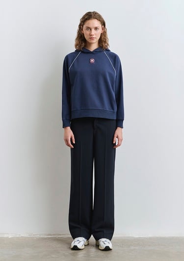  Mavi Biye Detaylı Kapüşonlu Lacivert Sweatshirt 1S10362-87518