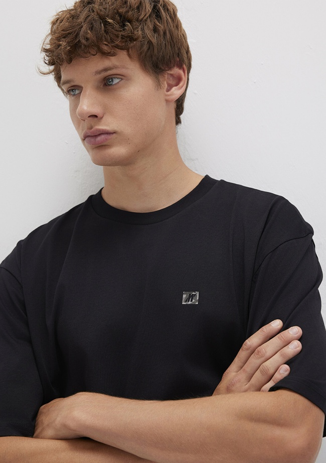  Mavi Pro Baskılı Siyah Tişört Relaxed Fit / Rahat Kesim 0613090-900