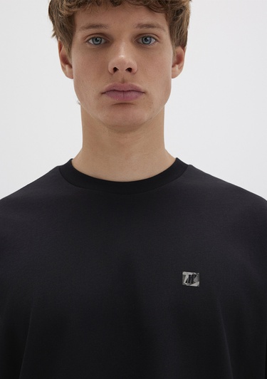  Mavi Pro Baskılı Siyah Tişört Relaxed Fit / Rahat Kesim 0613090-900