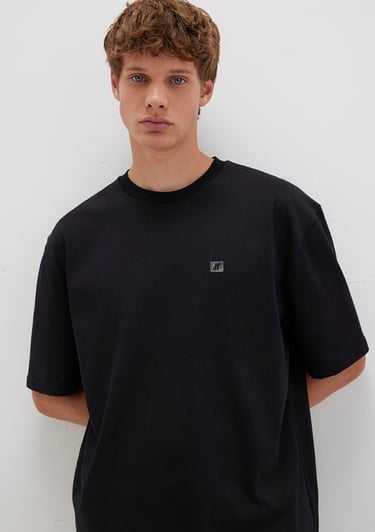  Mavi Pro Baskılı Siyah Tişört Relaxed Fit / Rahat Kesim 0613090-900