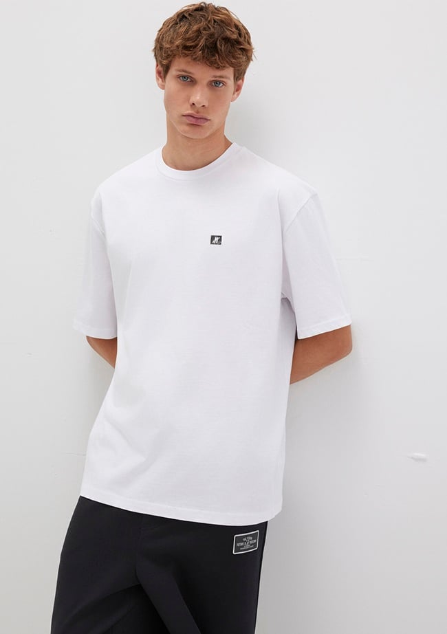  Mavi Pro Baskılı Beyaz Tişört Relaxed Fit / Rahat Kesim 0613090-620