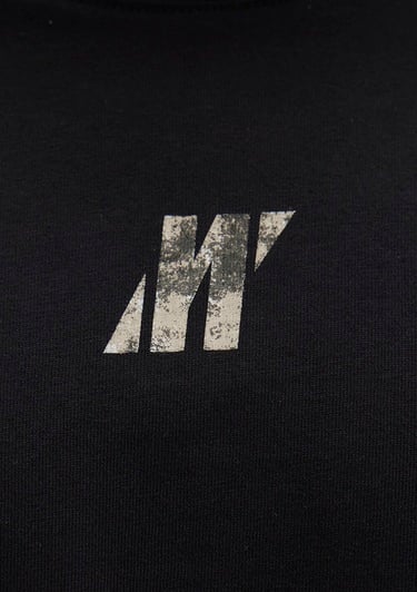  Mavi Pro Baskılı Siyah Tişört Loose Fit / Bol Rahat Kesim 0613078-900