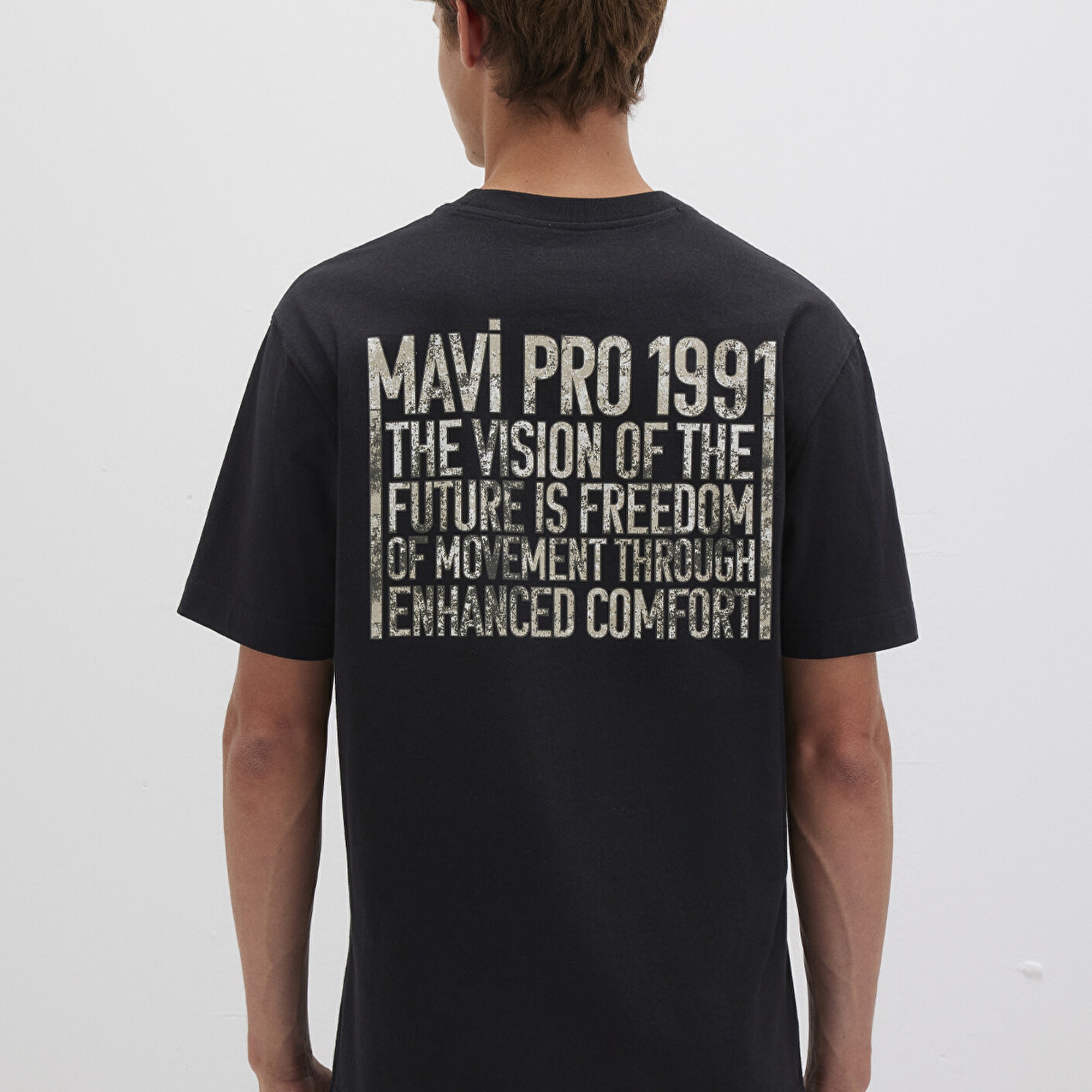 Mavi Pro Baskılı Siyah Tişört Loose Fit / Bol Rahat Kesim 0613078-900