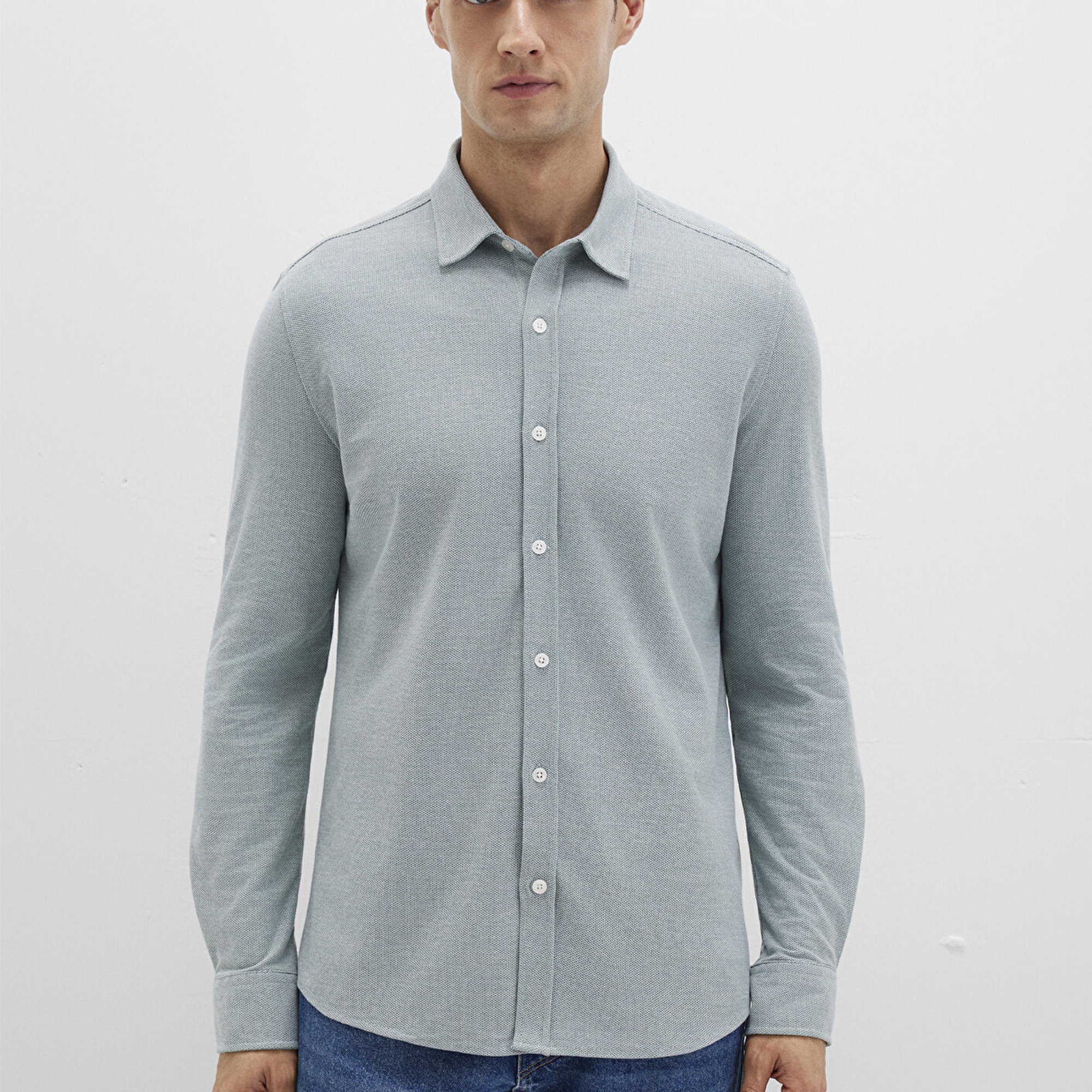 Mavi Gri Gömlek Slim Fit / Dar Kesim 0211513-70131