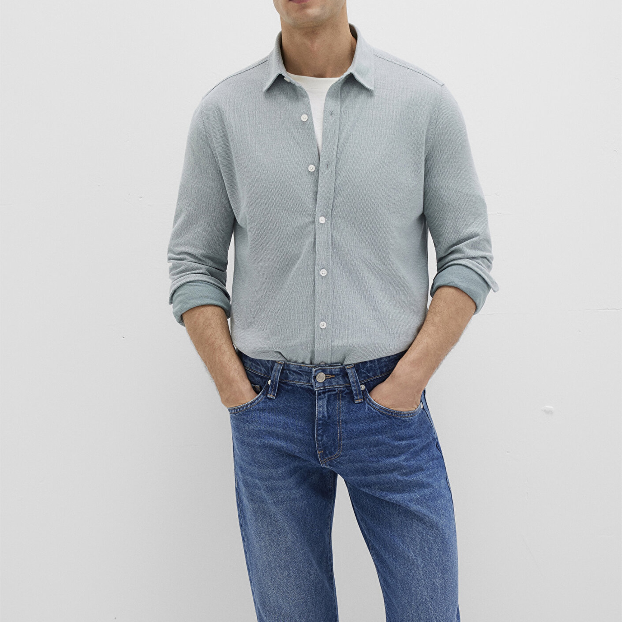 Mavi Gri Gömlek Slim Fit / Dar Kesim 0211513-70131