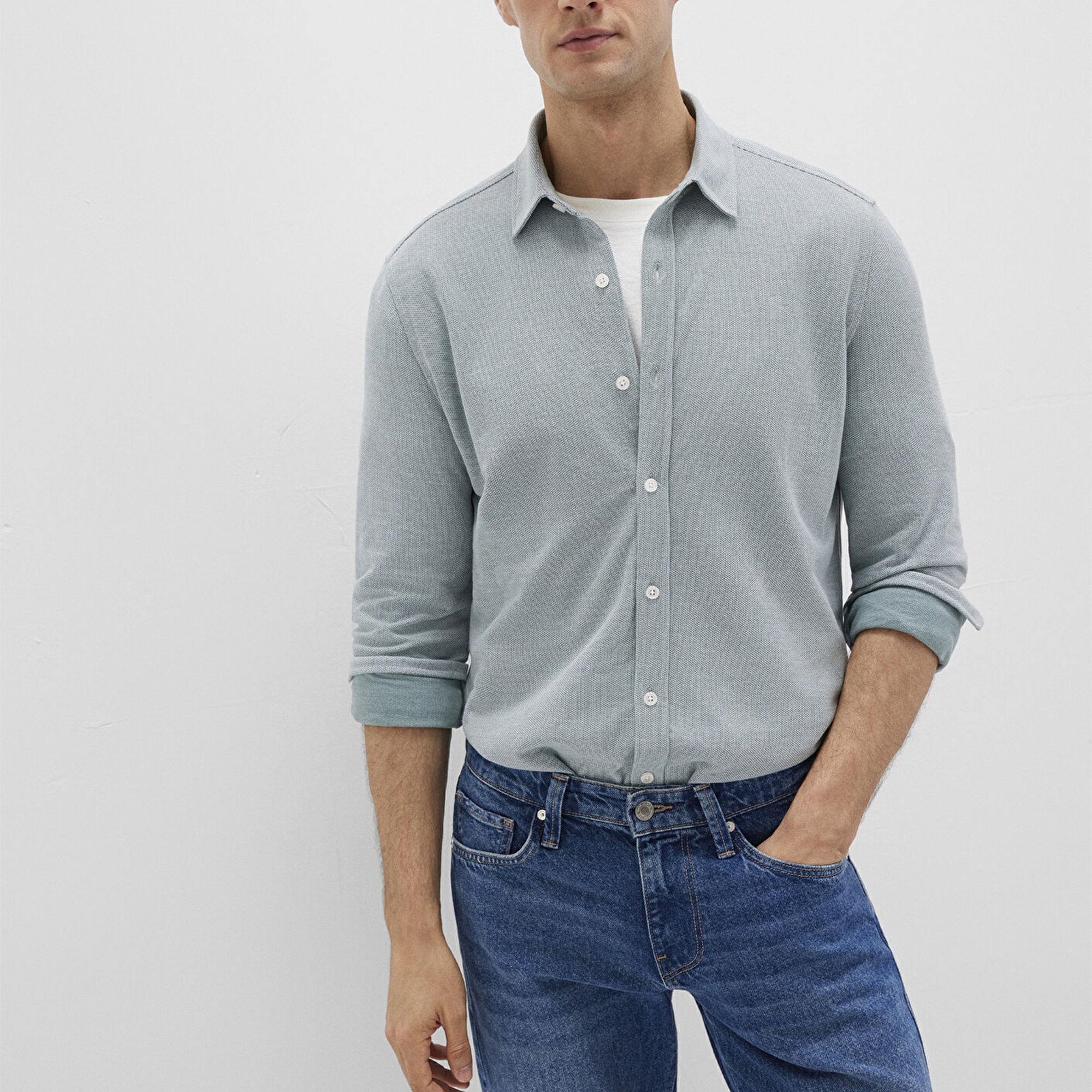 Mavi Gri Gömlek Slim Fit / Dar Kesim 0211513-70131