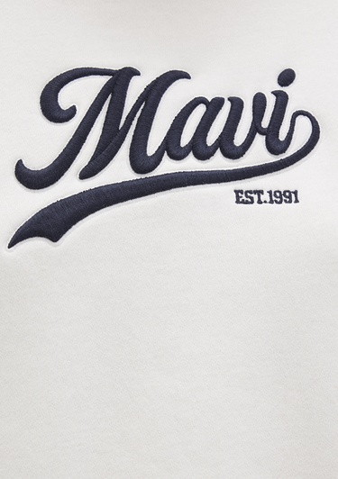  Mavi Mavi Logo Baskılı Beyaz Sweatshirt 1S10419-80194