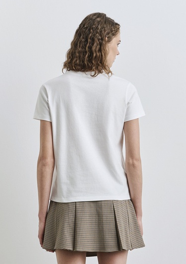  Mavi Baskılı Ekru Tişört Regular Fit / Normal Kesim 1613375-70057