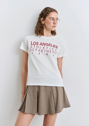  Mavi Baskılı Ekru Tişört Regular Fit / Normal Kesim 1613375-70057