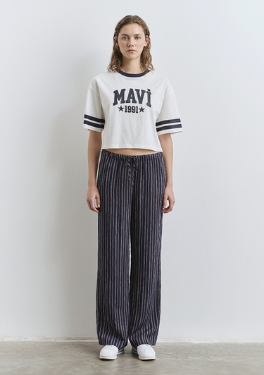  Mavi Mavi Logo Baskılı Beyaz Tişört Regular Fit / Normal Kesim 1613376-70057