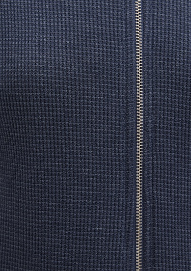  Mavi Fermuarlı Dokulu Lacivert Sweatshirt 1613383-32184