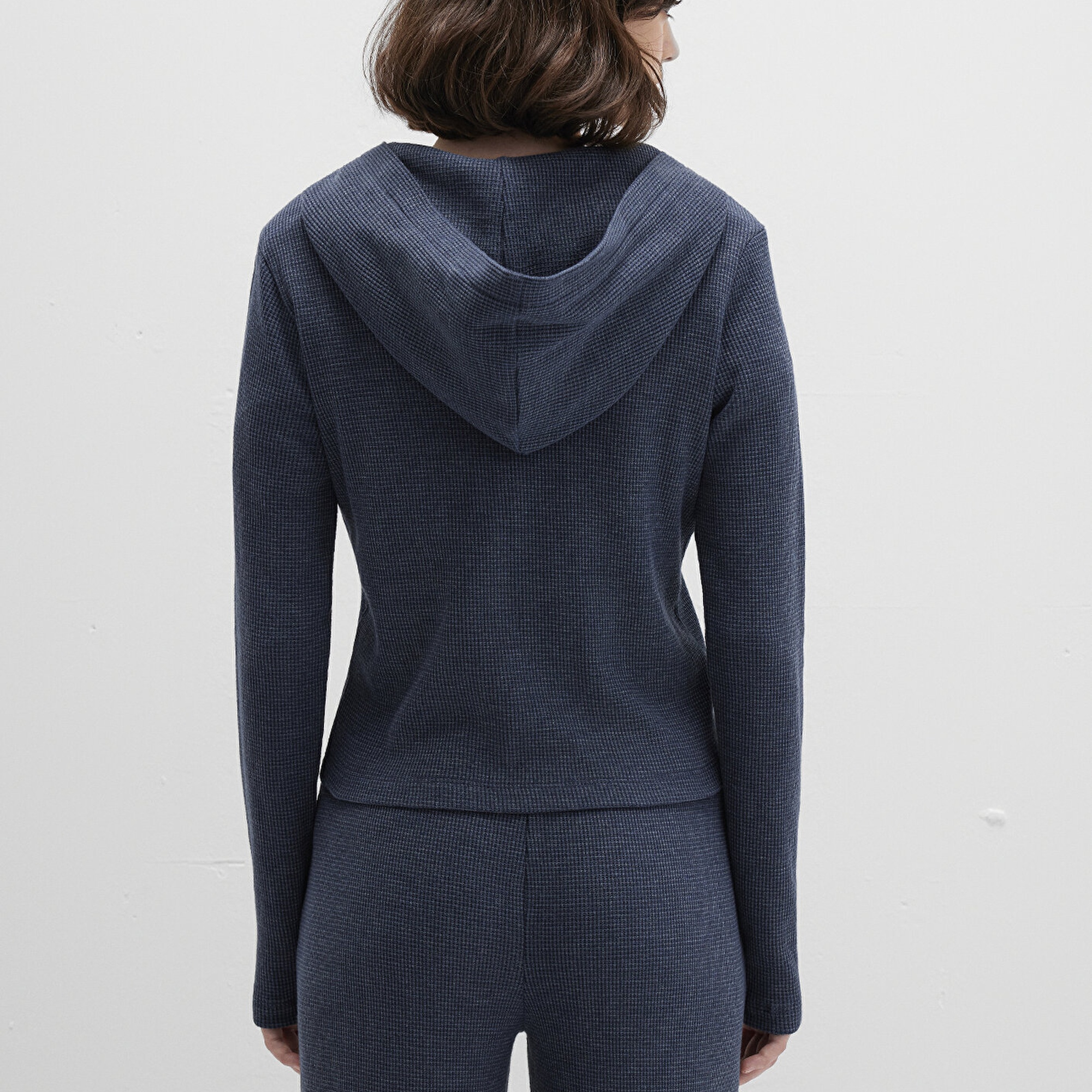 Mavi Fermuarlı Dokulu Lacivert Sweatshirt 1613383-32184