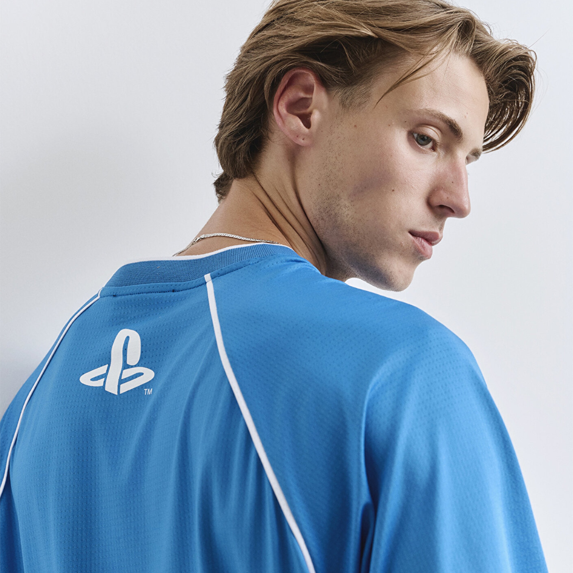 Mavi PlayStation Baskılı Mavi Tişört Oversize / Geniş Kesim 0612939-70772