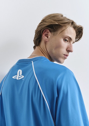  Mavi PlayStation Baskılı Mavi Tişört Oversize / Geniş Kesim 0612939-70772