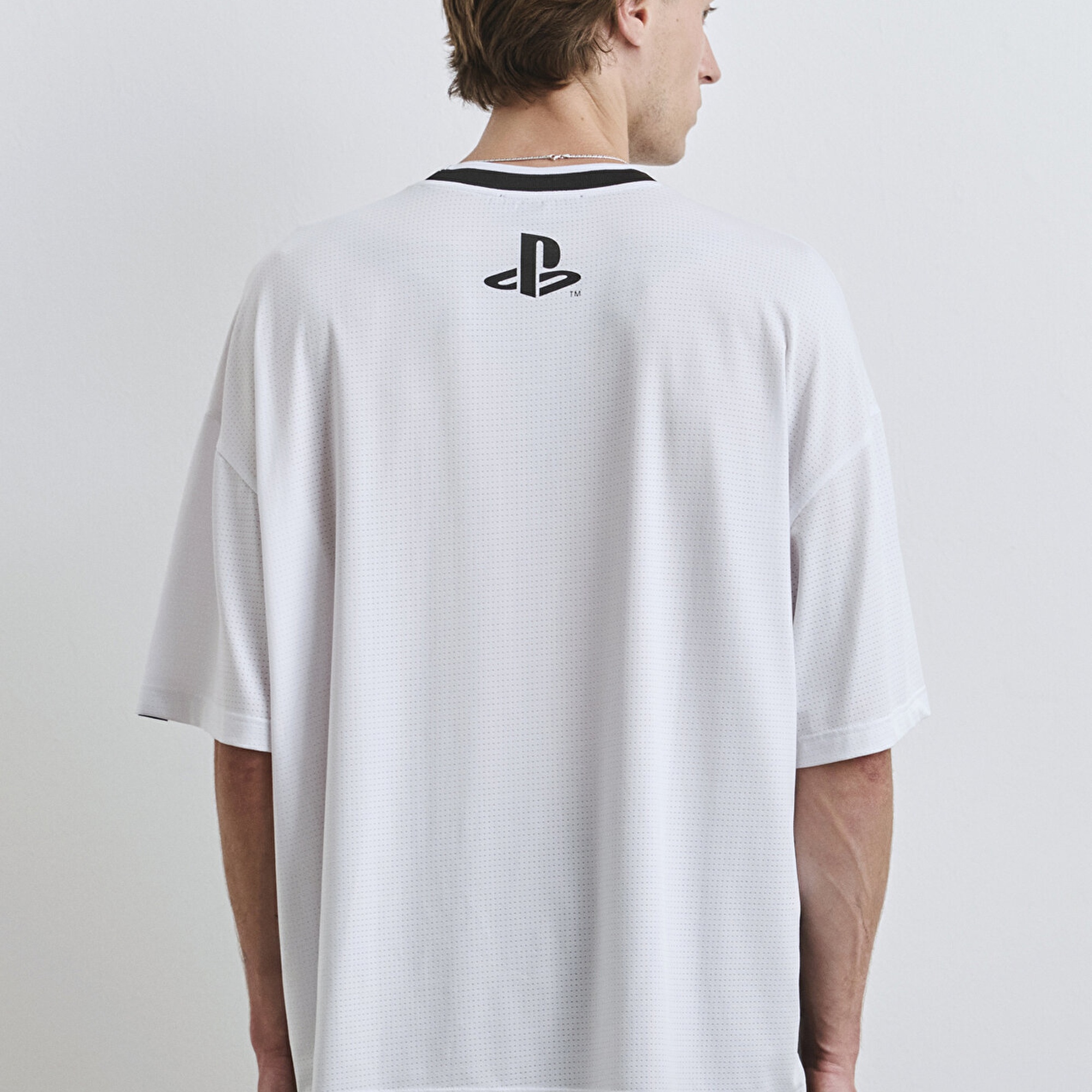 Mavi PlayStation Baskılı Beyaz Tişört Oversize / Geniş Kesim 0612938-620